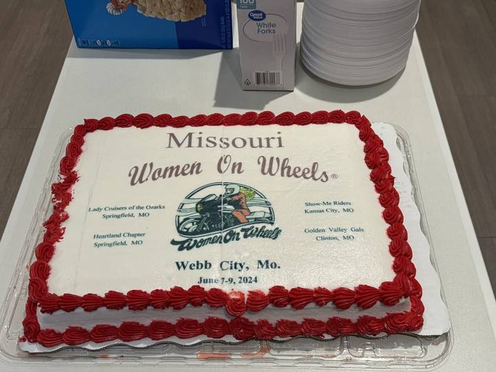 A Missouri Women On Wheels cake from the 2024 State Rally in Webb City